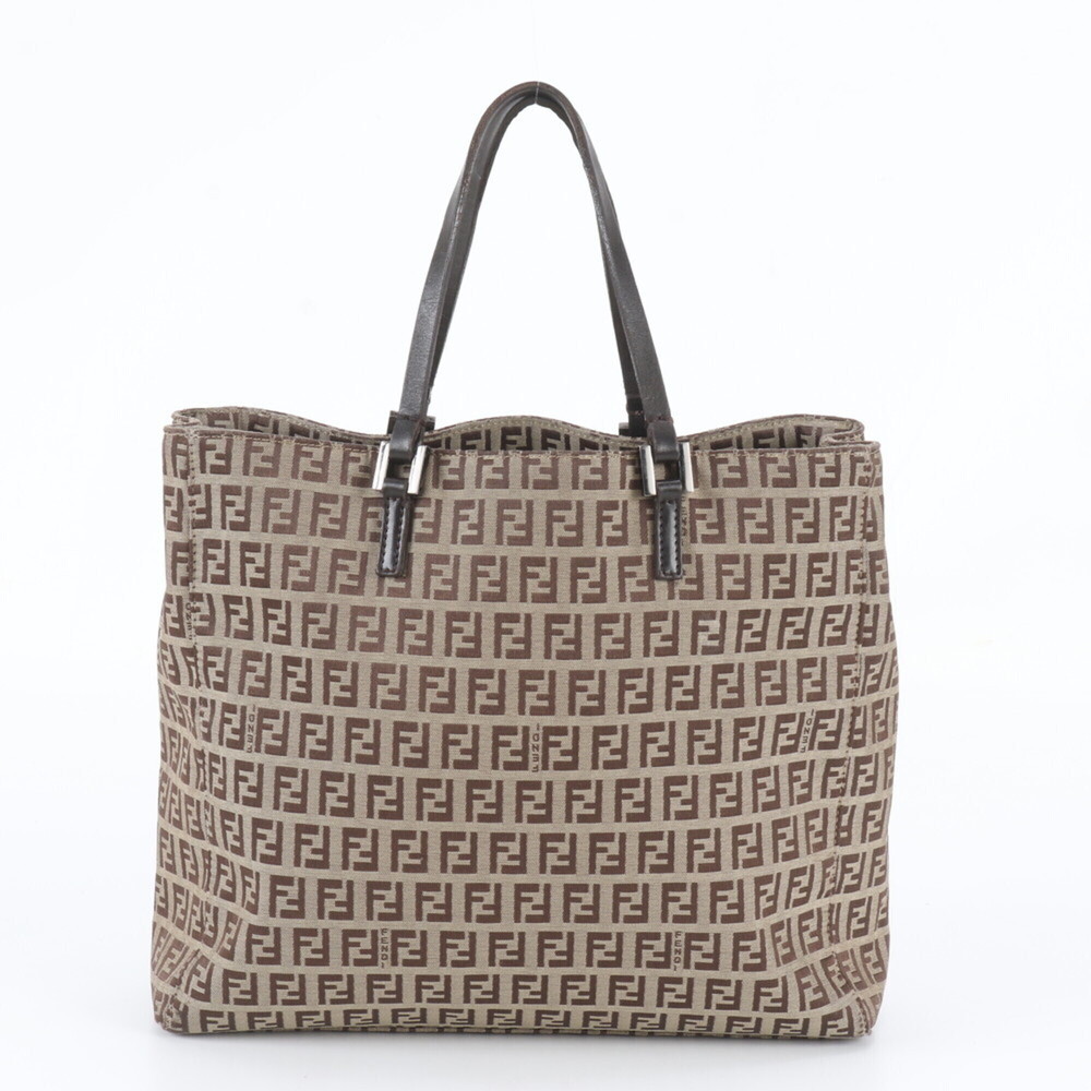 Fendi Zucchino 8BH019 Leather Tote Bag Shoulder Handbag Brown Women's - Picture 3 of 9